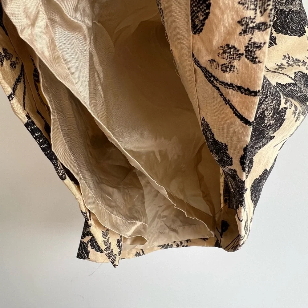 Ann Taylor 100% Silk Gold Black Floral Brocade Mini Skirt Evening‎ Party 4